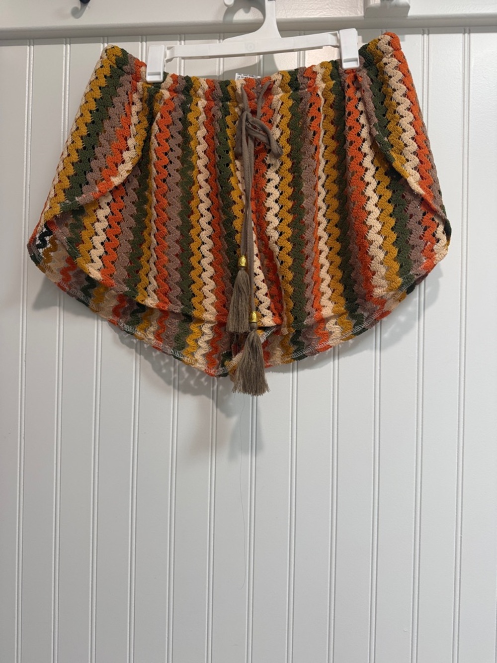 Kaei&Shi Striped Crochet Shorts Swimsuit Coverup